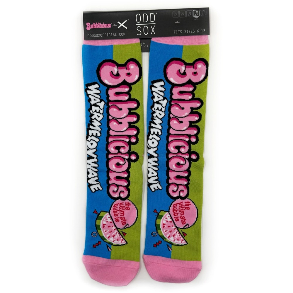 Odd Sox Bubblicious Bubble Gum Crew Socks Mens Womens Watermelon Wave Pink Blue